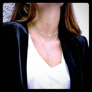 Hand Made Silver Sweater NecklaceWith LongPendant